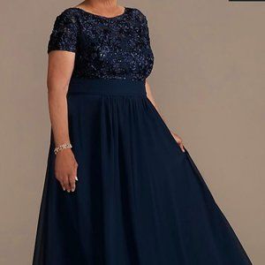 Navy Plus Size Floor-length Dress